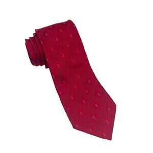 ARMANI COLLEZIONI Foulard Luxe Silk Ruby Red Geometric Design Tie